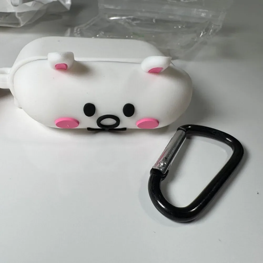 Lot of 3 Cute 3D Cartoon Silicone Headphone Cases Duck Hamburger Bear Keychain